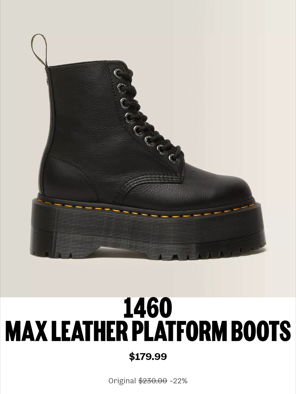 LIMITED Dr. Martens 1460 Max Leather Platform Boots - Black